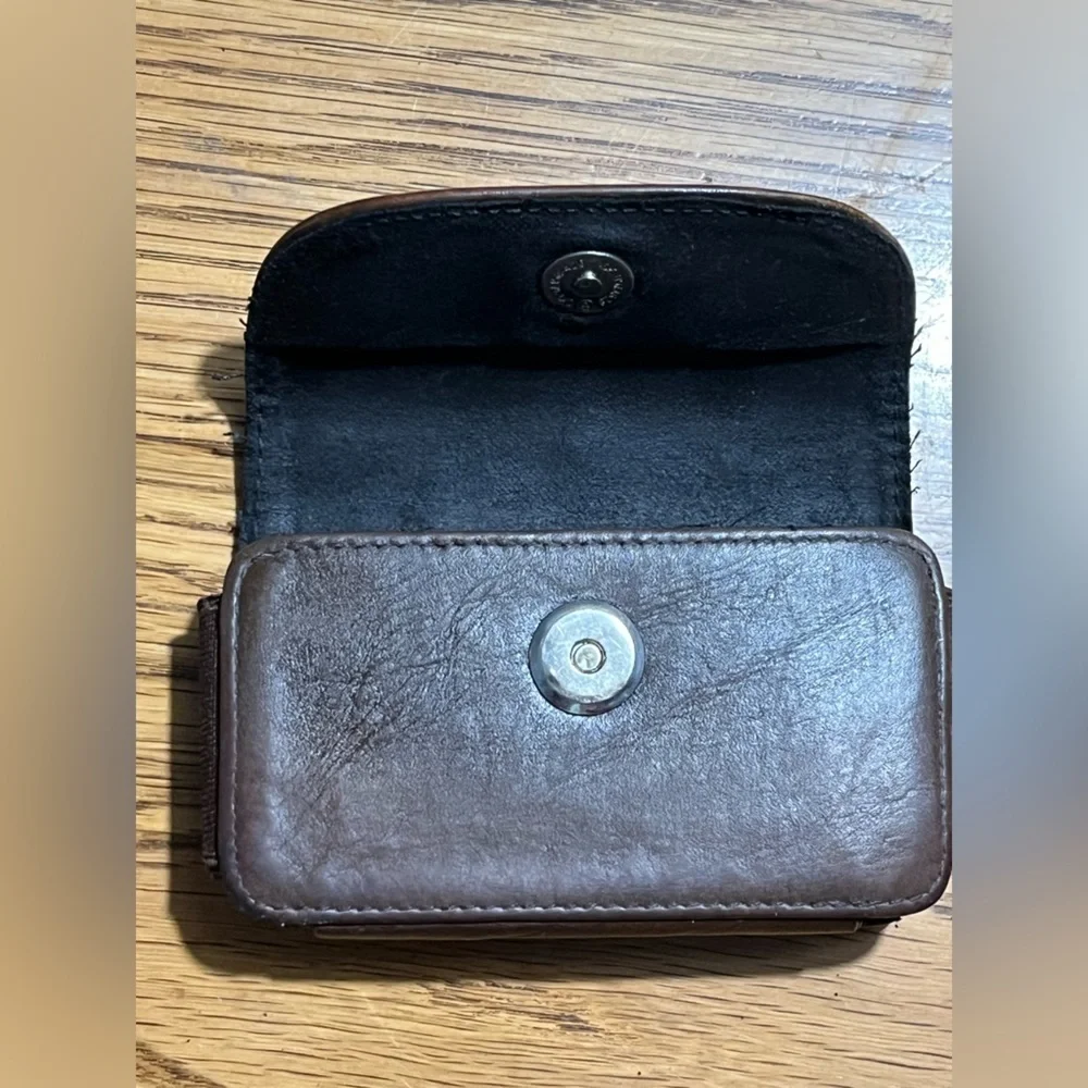 Vintage Il Bisonte Brown Leather Belt Wallet Snap Closure